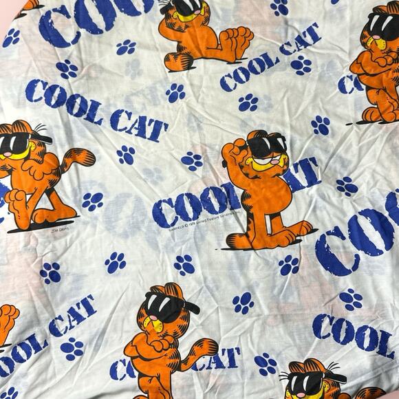 Vintage Stevens Garfield Cool Cat Twin Sheet Set 1978 Fitted And Flat Sheets - Picture 2 of 7